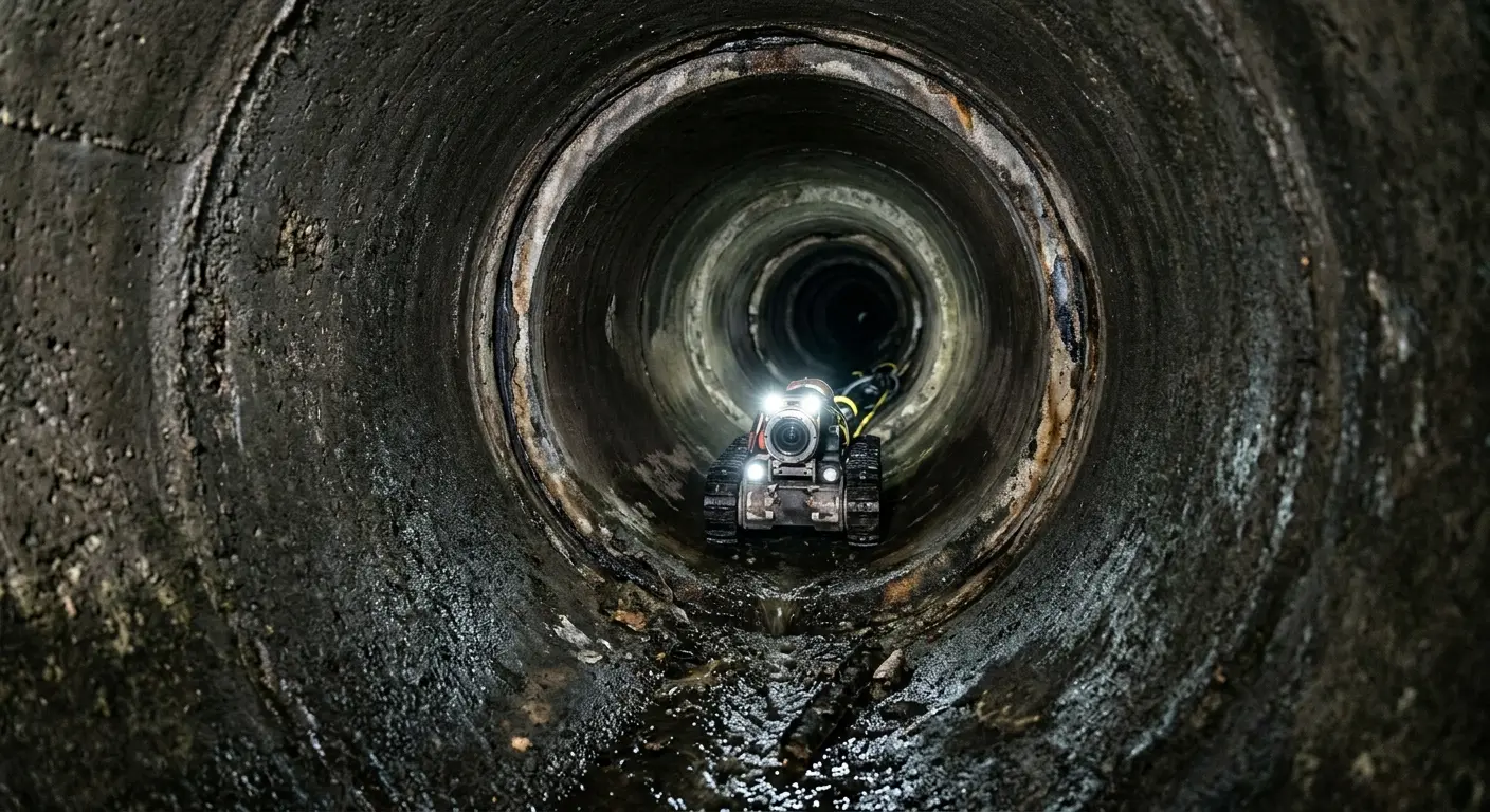 Robotic sewer camera inspecting pipe interior for Sewer Line Cleaning in Homestead Meadows South